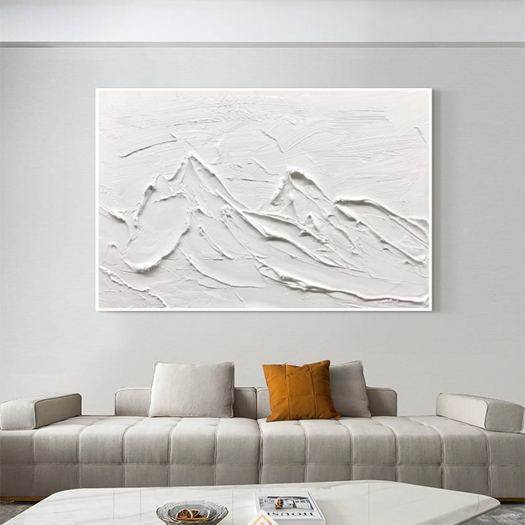 Large Abstract White Painting White Waves Textured Painting Large White