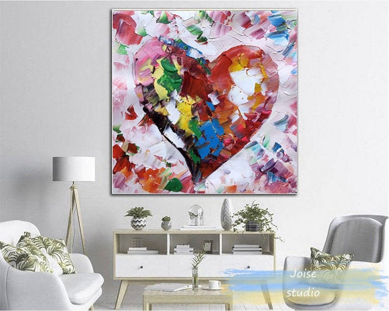 Large Abstract Oil Painting Heart Paintingextra Large Canvas | Etsy