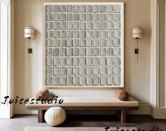 Lienzo texturizado Wabi-Sabi neutro: Pintura abstracta minimalista 3D neutra pintada a mano