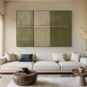 Green texture art,Large green abstract painting,Light green wall art,Beige modern minimalist art,Sofa wall art,Original abstract painting