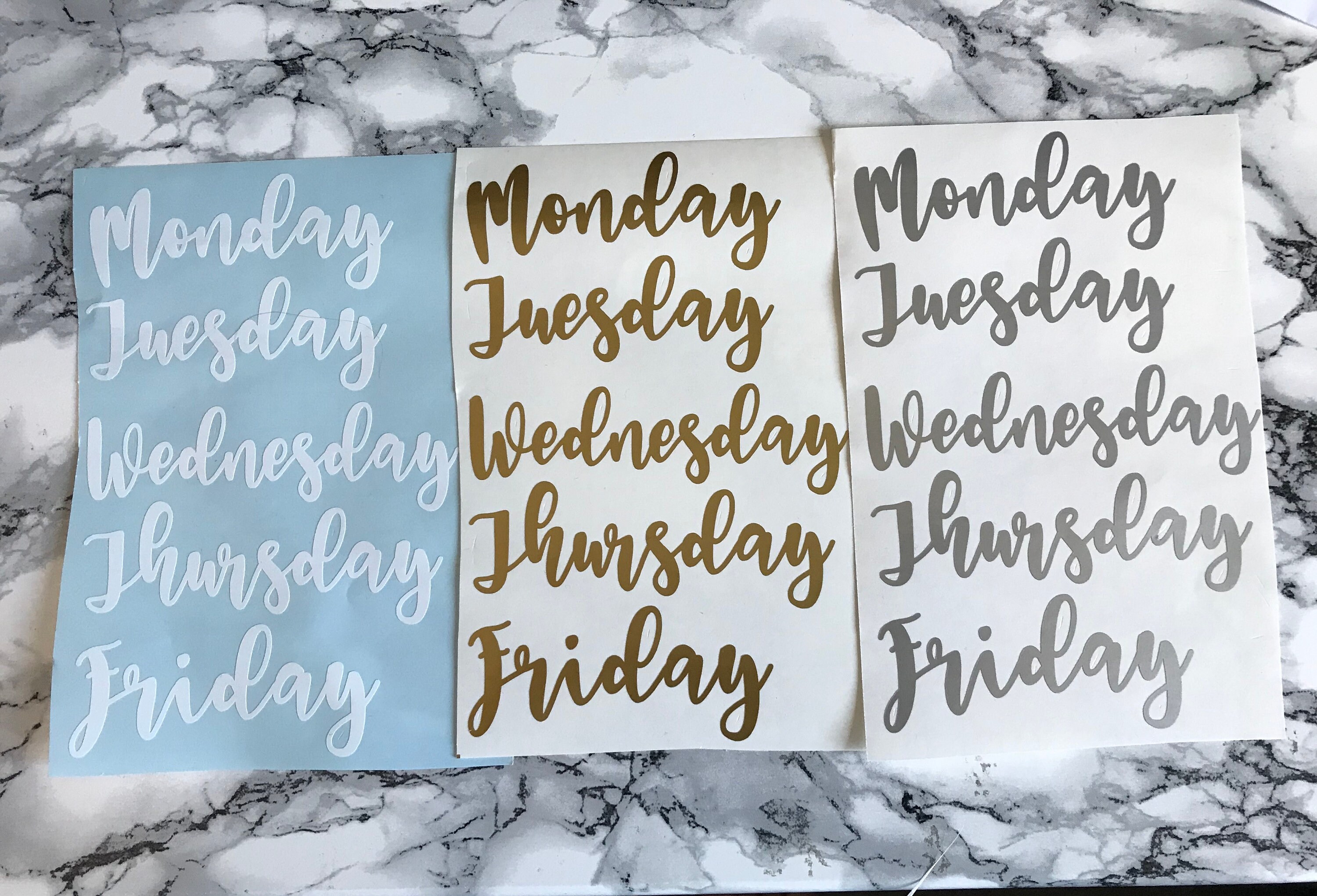 Days of the week Monday-Friday Vinyl Stickers for | Etsy