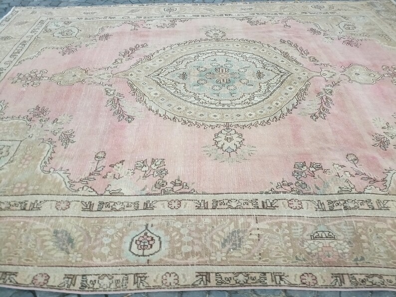 Vintage Rugs for Sale ' Large Vintage Rug ' Pink Turkish Rug 9x12