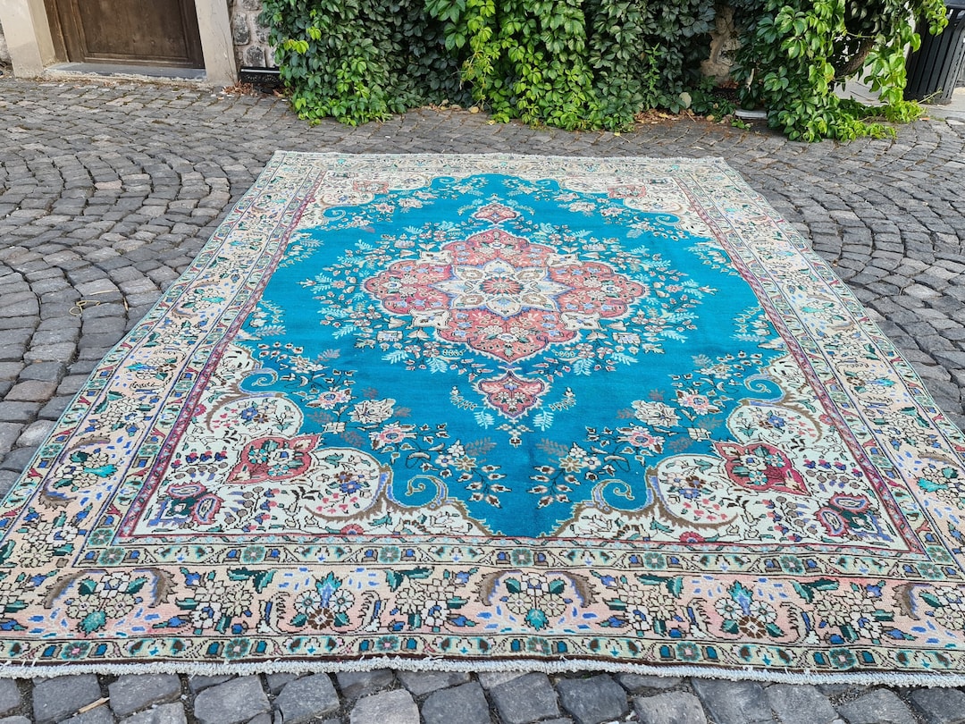 Dark Blue Large Rug Vintage Turkish Rug 8 X 11 Wool Rug 245 X 335 Cm Rugs OF THE BEST Etsy