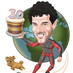 Ritratto di cartone animato di compleanno da foto / Caricatura regalo personalizzata / Caricatura di compleanno / Disegno digitale