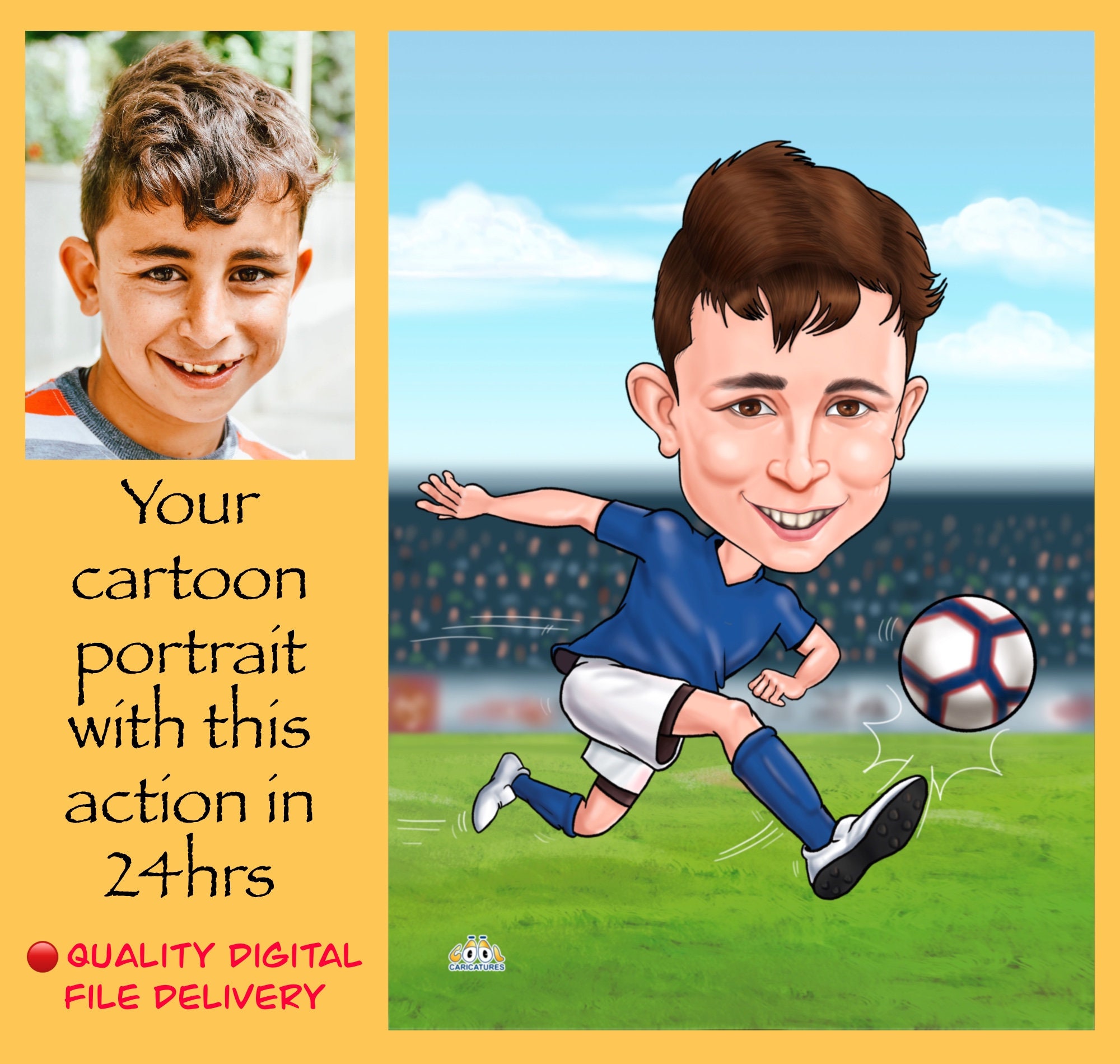 Boys Football Cartoon Portrait for Print Mens Personalised - Etsy Ireland Boys Football Cartoon Portrait for Print Mens Personalised - Etsy Ireland