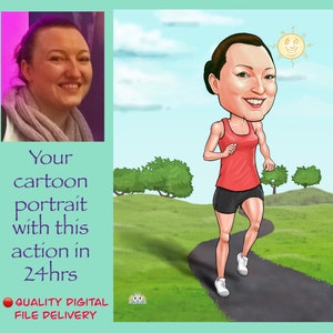 Female Marathon gifts Running print | Run like a girl | women runner sports caricature poster gifts
