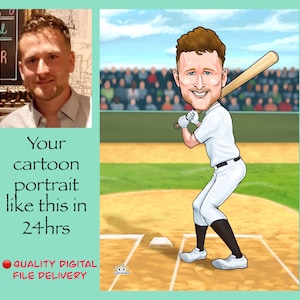 Custom caricature baseball player posters | boys and men custom baseball poster gifts to print from Cool Caricatures