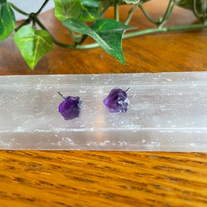 Raw Amethyst Stud Earrings | Gemstone | Crystal | Minimalist | Amethyst | Raw Gemstone