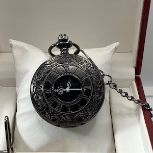 Roman Numeral Pocket Watch | Gunmetal Black Watch | Antique Brass Pocket Watch | Father's Day | Fathers Day | Same Day Shipping | Quick Ship