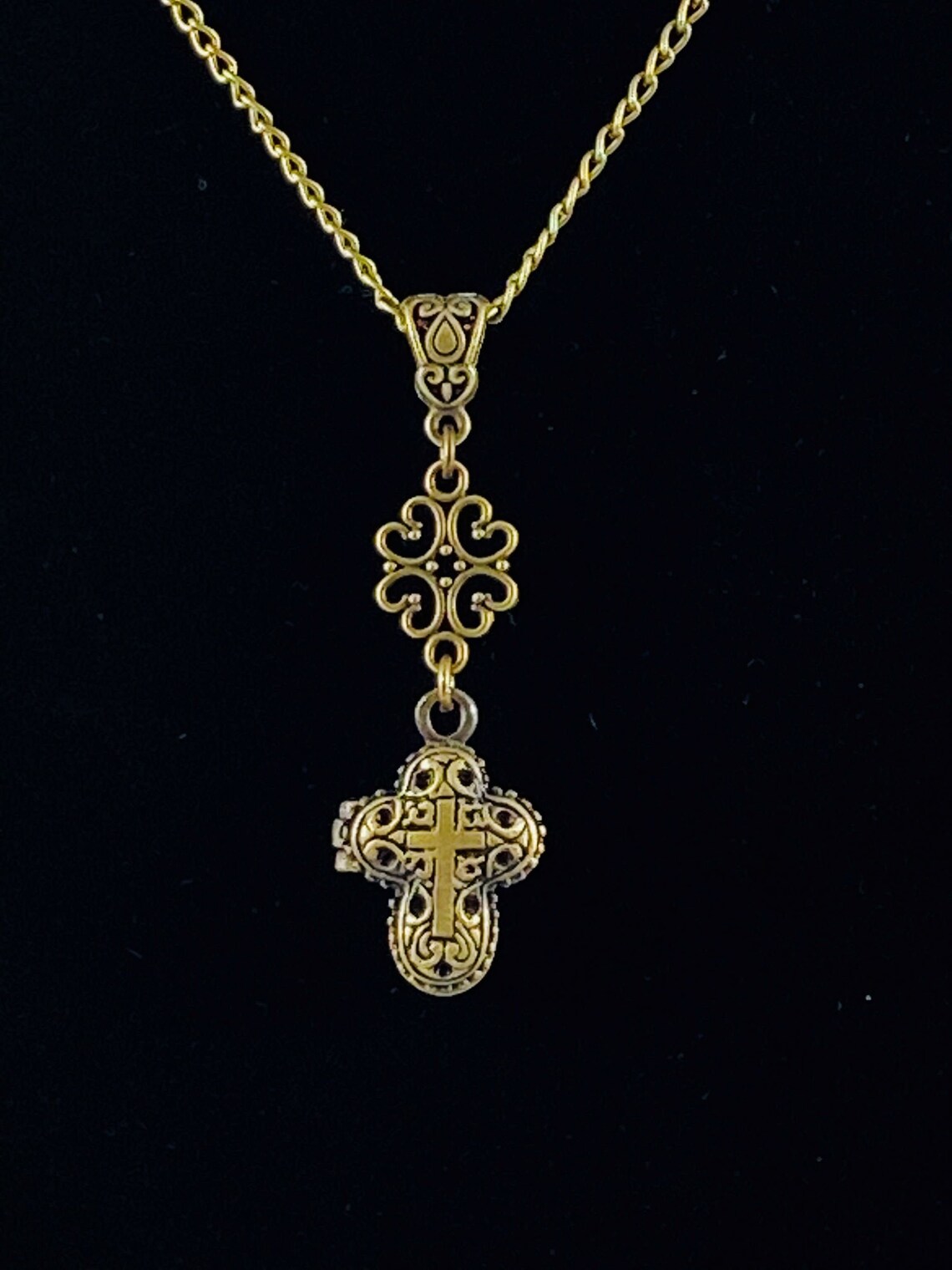 Antique Cross Locket Christian Locket Necklace Religious Etsy