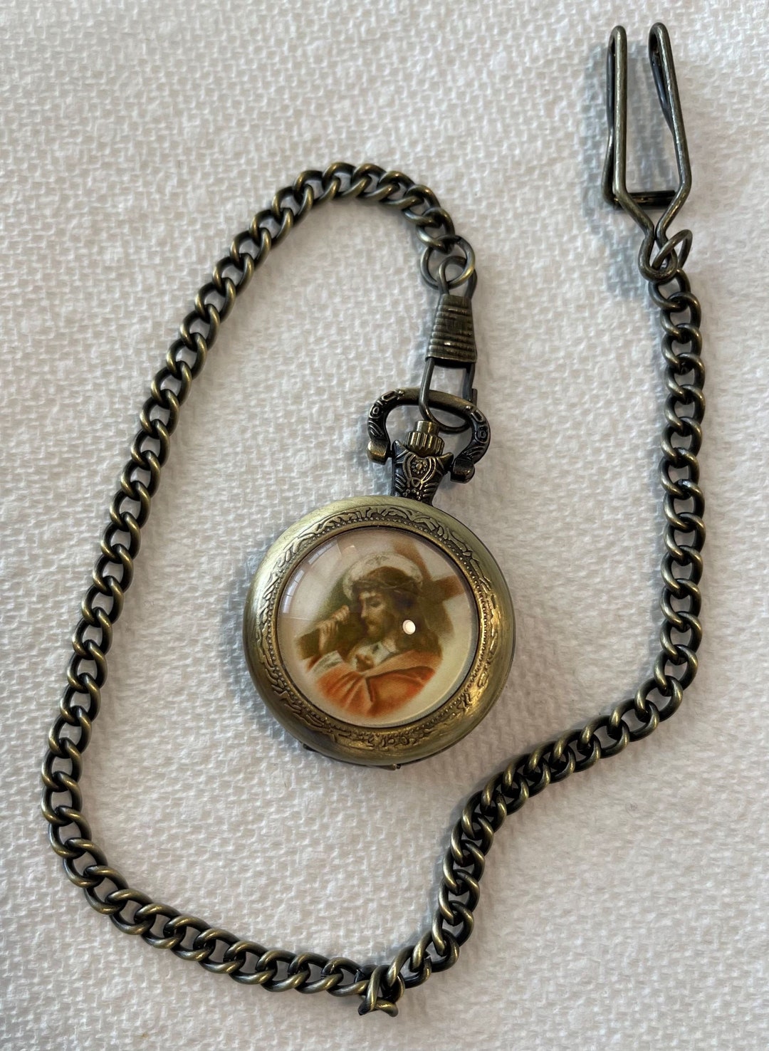 Regalo del pastor u oficiante / Reloj de bolsillo de Cristo llevando la