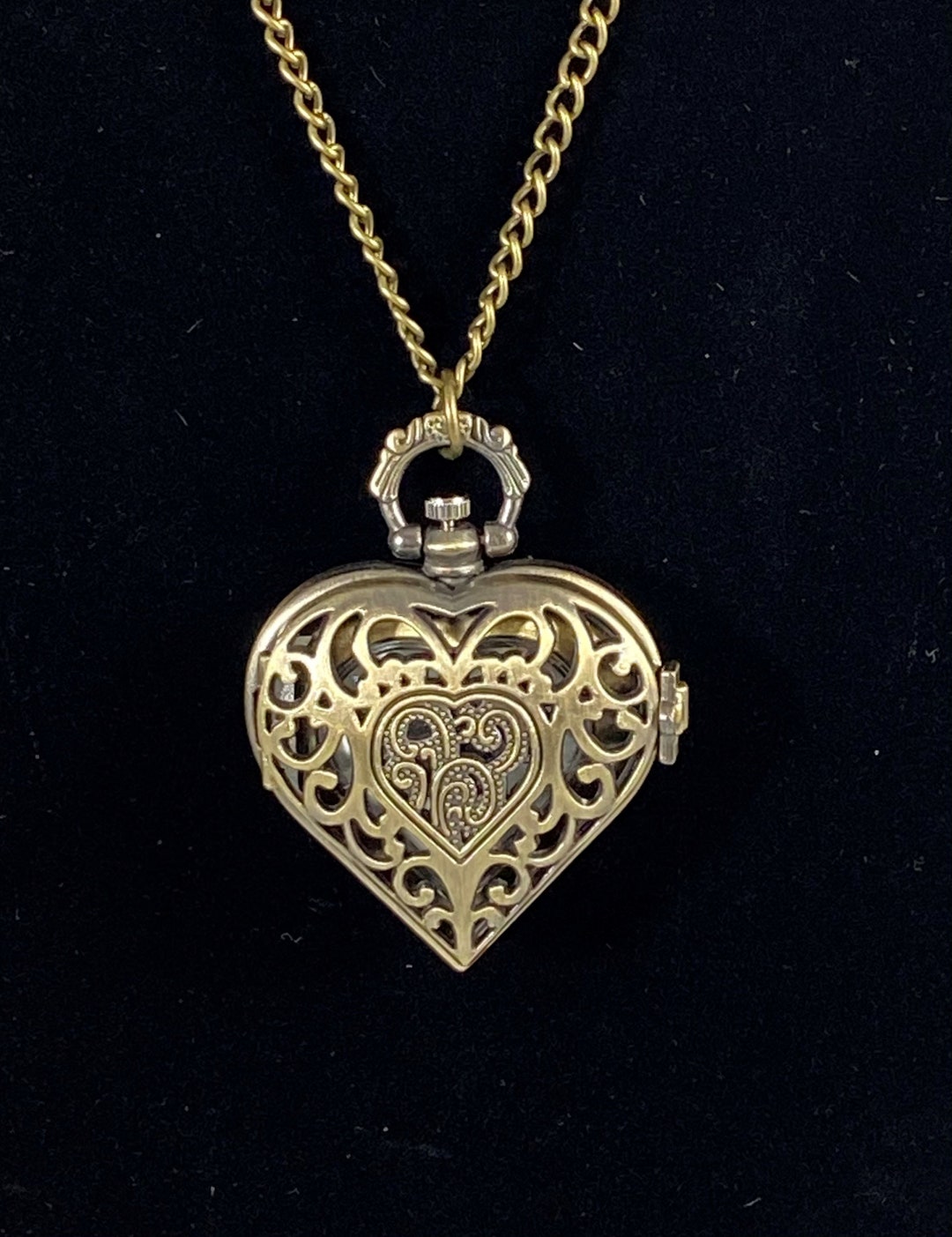 Heart Pocket Watch Heart Watch Necklace Working Hand Painted Watch