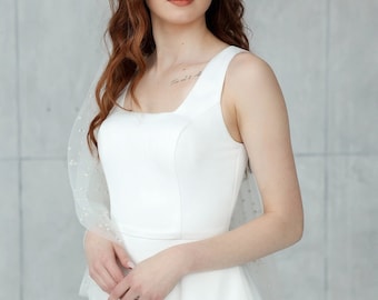 Simple Wedding Dress, Square Neck Wedding Dress, A Line Satin Wedding Dress, V Back Wedding Dress, Minimalist Wedding, Casual Wedding Dress