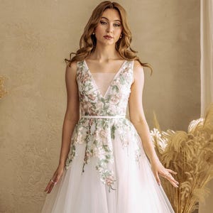 Autumn Flower Wedding Dress Nature Floral Dress Wedding Dress Colorful Hippie Wedding Gown Romantic Forest Wedding Dress Fairytale Dress