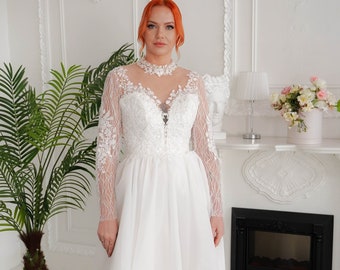 Robe de mariée bohème, Robe de mariée à fleurs, Robe de mariée bohème à manches longues, Robe de mariée bohème simple, Robe de mariée à manches longues