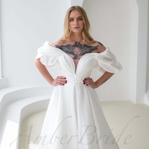 Whimsical Wedding Dress, Off The Shoulder Wedding Dress, Romantic Wedding Dress, Nontraditional Wedding Dress, Elegant Wedding Dress