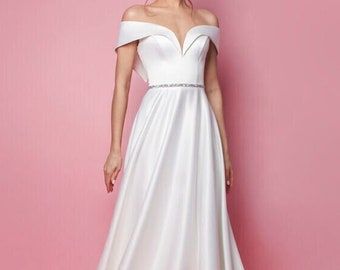 Simple Wedding Dress, Off Shoulder Dress Wedding, A Line Wedding Dress, Elegant Wedding Dress, Corset Wedding Dress, Casual Wedding Dress