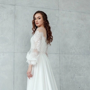 Bohemian Wedding Dress, Nontraditional Wedding Dress, Lace Wedding Dress Boho, Boho Long Sleeve Wedding Dress, Puffy Sleeve Wedding Dress