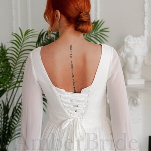 Simple Long Sleeve Wedding Dress Alternative Wedding Dress Elegant Wedding Dress Ethereal Wedding Dress Flowy Wedding Dress Reception Dress image 4