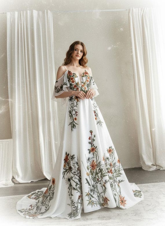 v-neck evening dress with sleeves Dark Green Prom Dresses V-Neck Puffy Sleeves A-Line Evening