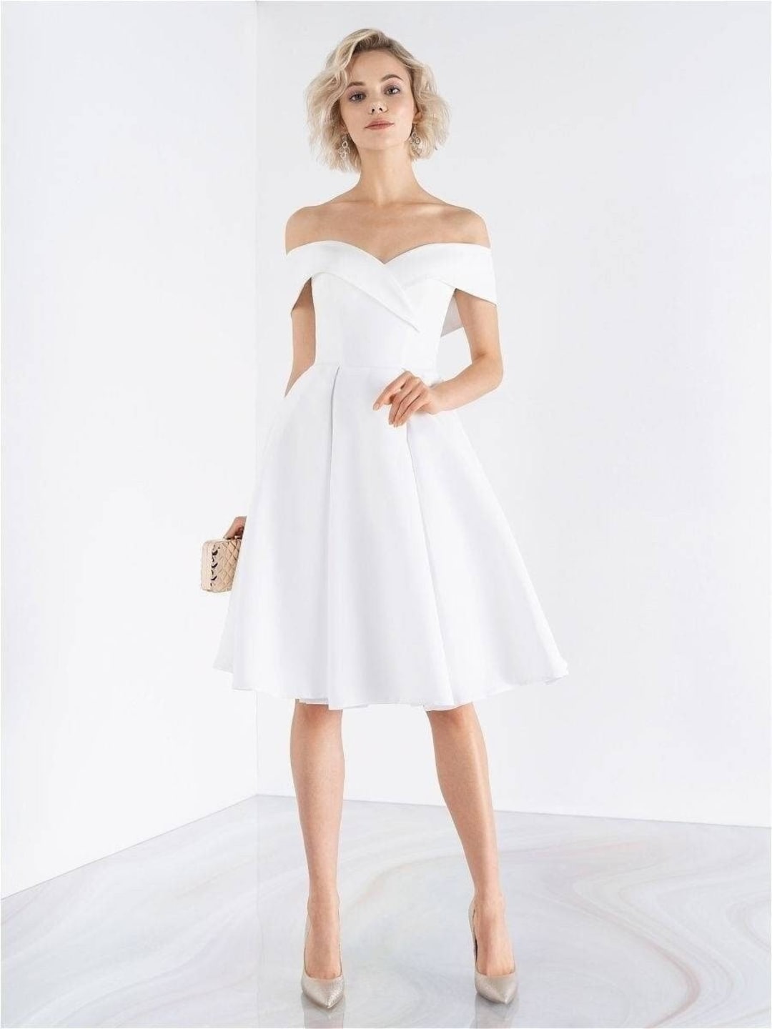 Short Wedding Dress Simple Wedding Dress Tea Length Wedding Etsy