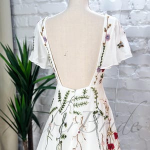 Flutter Sleeve Floral Wedding Dress Fairy Colorful Dress Wedding ...