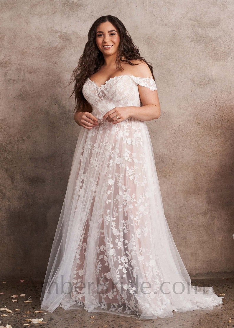 Boho Wedding Dress A Line Wedding Dress Lace Wedding Dress image 1