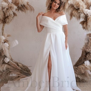 Off Shoulder Dress Wedding, Elegant Wedding Dress, Strapless Wedding Dress, Casual Wedding Dress, Corset Wedding Dress, Simple Wedding Dress