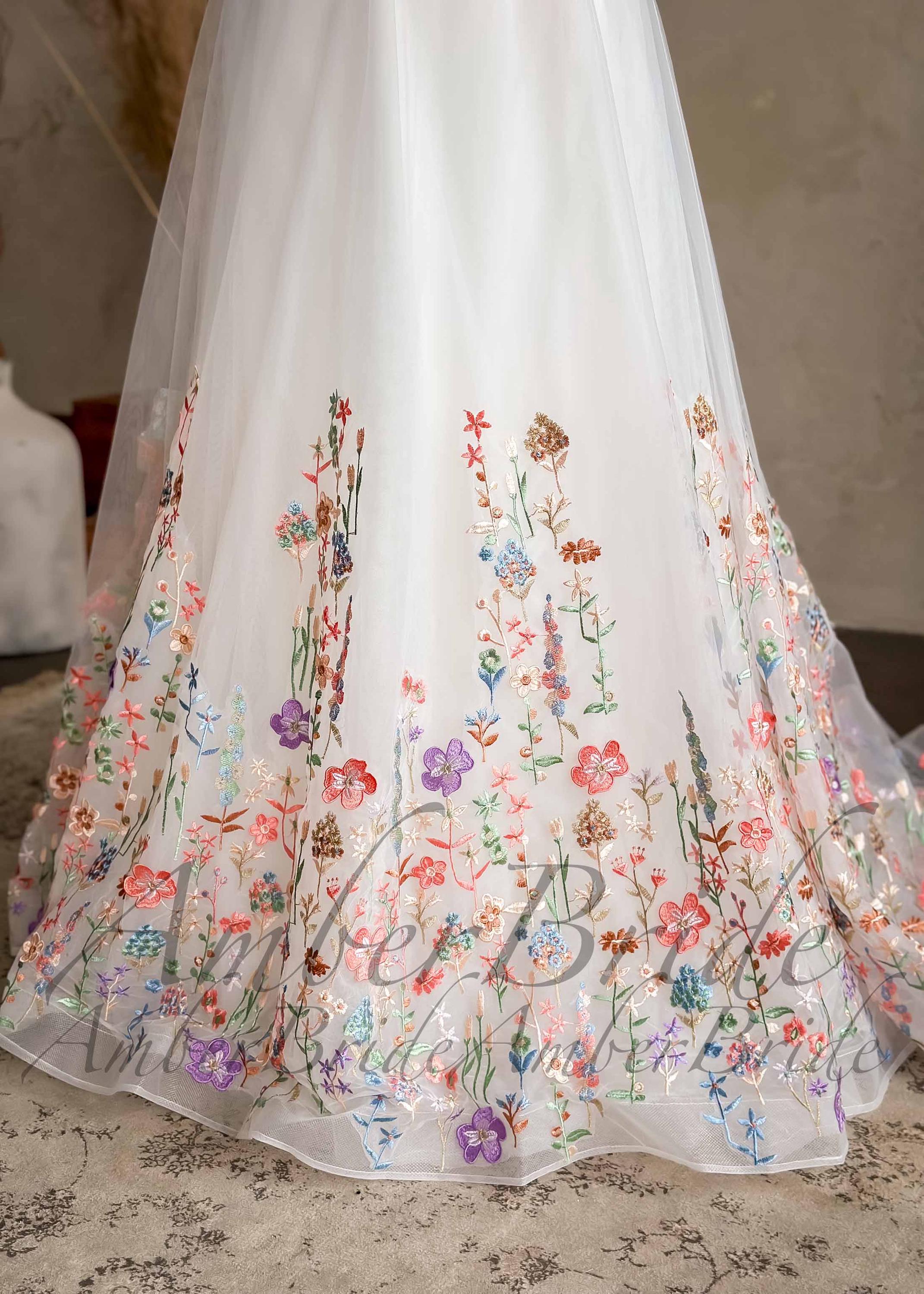 Garden Colored Wedding Dress Colorful Floral Dress Wedding off Shoulder ...