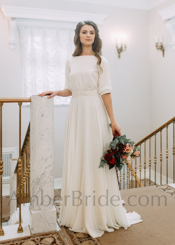 Rustic Wedding Dress Simple Wedding Dress A Line Wedding | Etsy