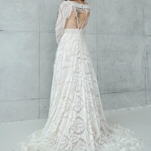 Boho Wedding Dress, Detachable Sleeves Wedding Dress, Long Sleeve