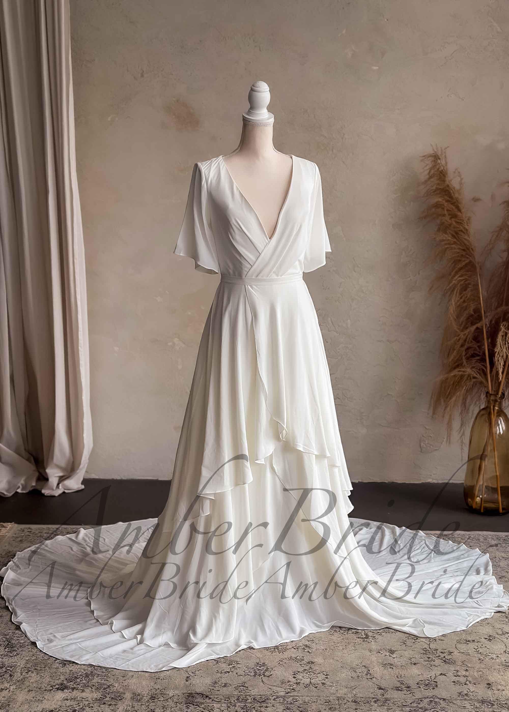 flowy layered wedding dress Skai Silk Cotton Wedding Dress