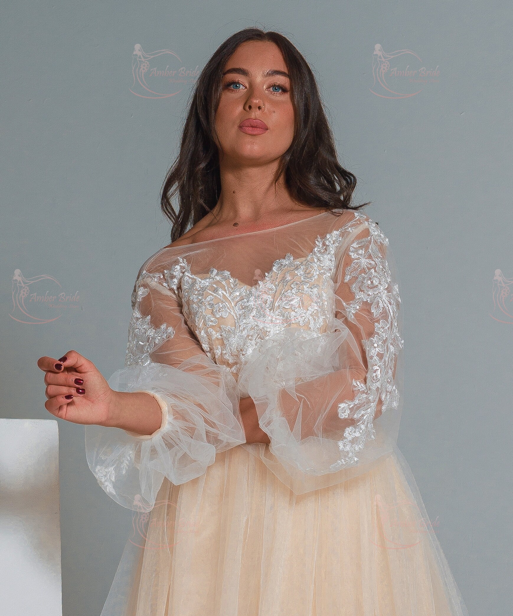 Boho A-Line Puff Sleeve Wedding Dress Bohemian Floral Long | Etsy