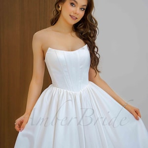 Hochzeitskleid Baske Taille Brautkleid Satin Ballkleid Kleid Hochzeit Trägerlos Brautkleid Brautkleid Moderne Prinzessinenhochzeitskleid Märchenkleid