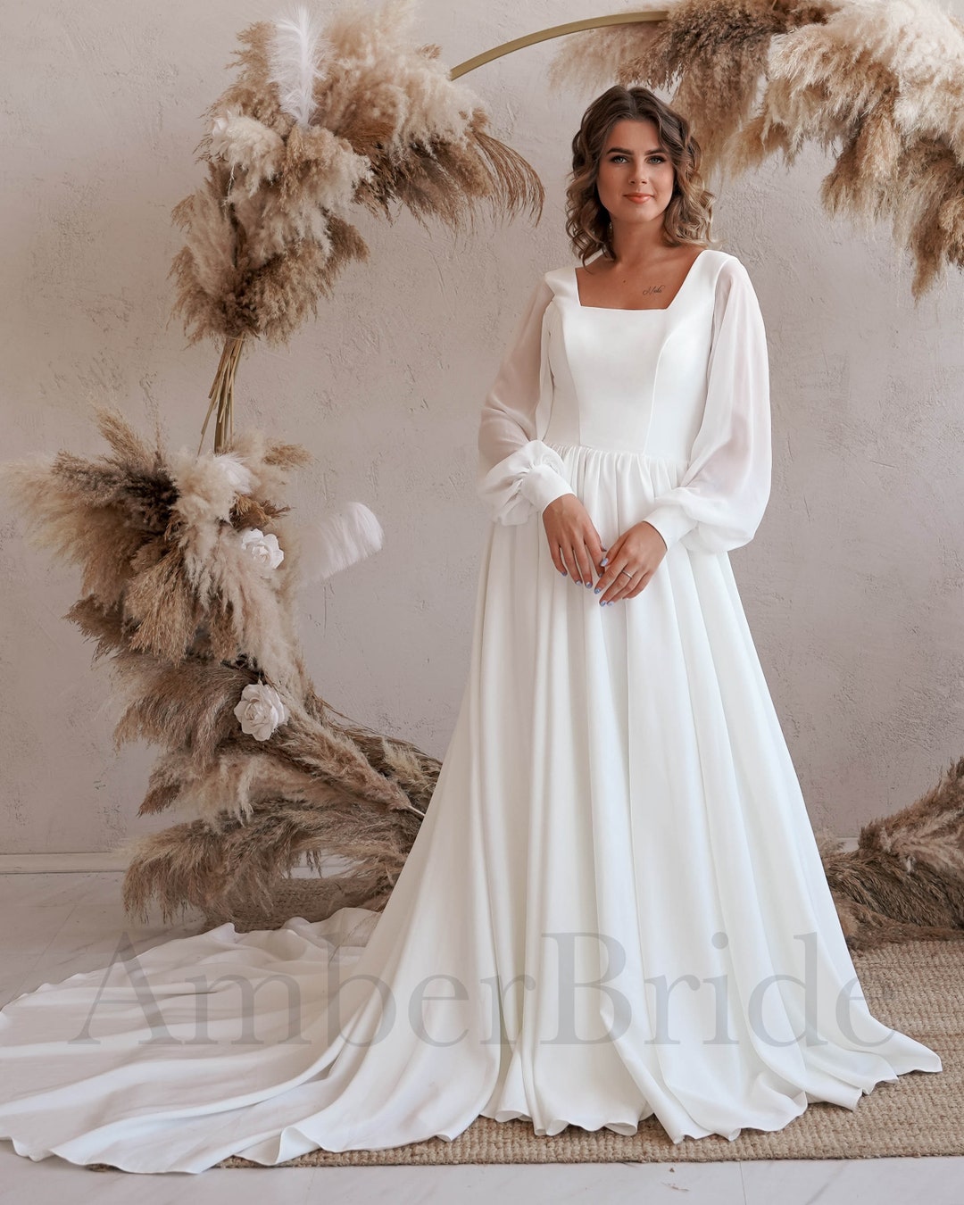 MICHAELLE Long Sleeve Wedding Dress