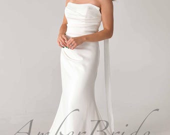 Sleek Satin Draped Corset Fit-and-flare Wedding Dress READY TO SHIP  Camellia - Etsy