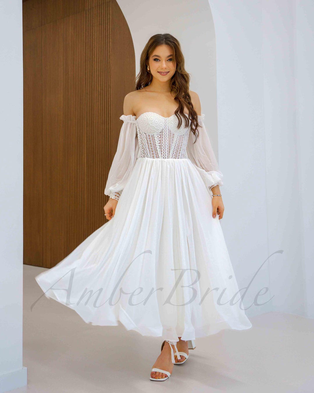 boho tea dress Joyfolie Women's Tea Dress in Cream, Large