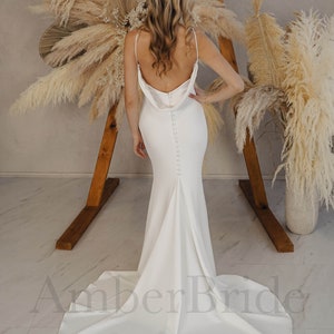 Simple Wedding Dress, Mermaid Wedding Dress, Open Back Wedding Dress,  Minimal Wedding Dress, Trumpet Wedding Dress, Backless Wedding Gown
