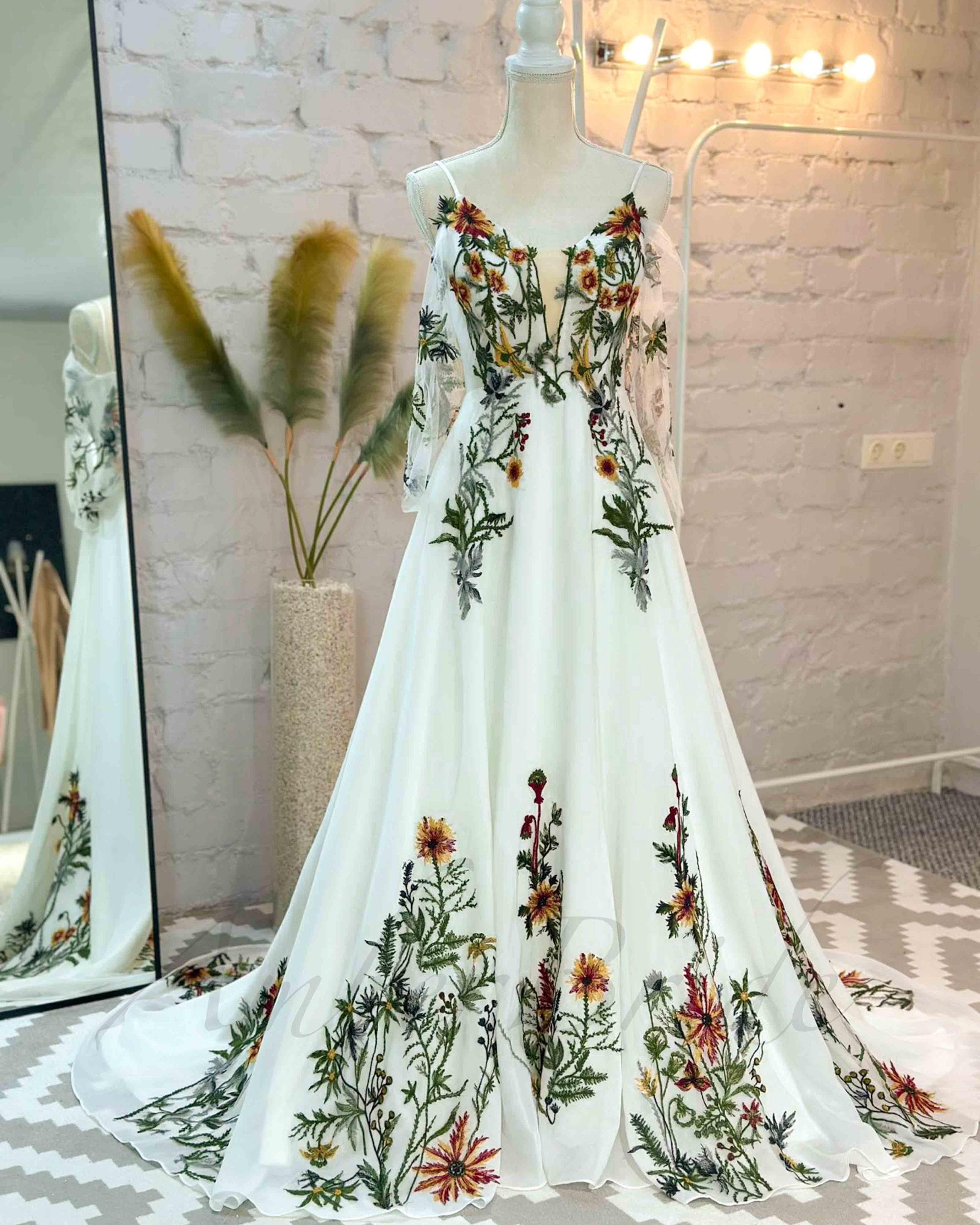 Floral Embroidered Dress - Etsy Canada Floral Embroidered Dress - Etsy Canada