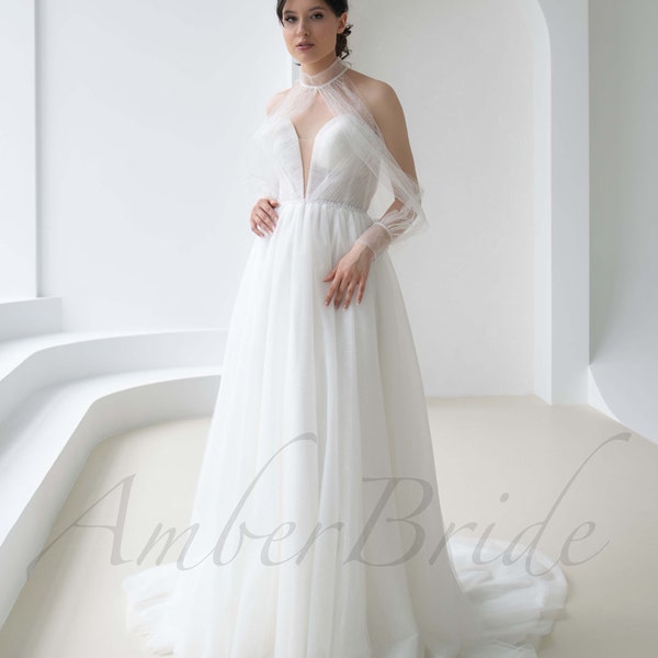 SELLOUT, IN STOCK: Unique Wedding Dress, Whimsical Wedding Dress, A Line Wedding Dress, Strapless Wedding Dress