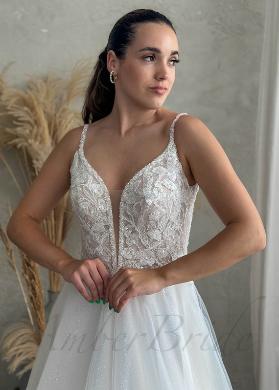 rustic boho wedding dress Lace Mermaid Long Sleeve Bridal Gown TN251 US6 / Ivory/Nude #BohoWedding Boho Wedding Ideas | Rustic