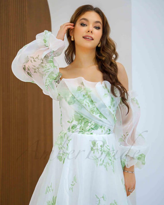 chinese dress ladies Empire Green Plunge A-line Satin Formal Dress – Dressesforparty main image 1