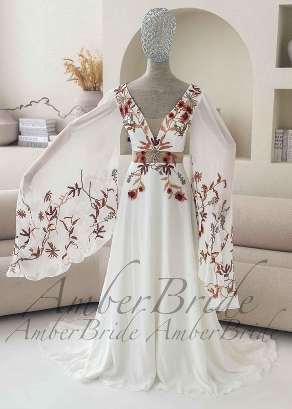 white wedding dress with orange sash HELIANTHUS in Orange, an Ombr Infinity Wedding Dress Larimeloom