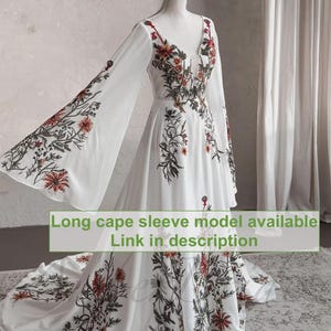 Colorful Embroidered Wedding Dress Floral A Line Dress Wedding Wildflower Fairy Wedding Gown Hippie Nature Bridal Dress Pagan Forest Dress image 9