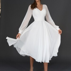 Long Sleeve Wedding Dress, Short Wedding Dress, Simple Wedding Dress ...