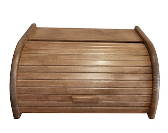 Light brown bread box, big bread bin made from natural wood, decorative wooden bread box, rustic furniture, kitchen storage, new home gift