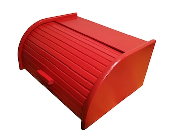 Panera roja grande, panera marrón de madera, panera de madera sencilla y moderna, muebles rústicos retro, almacenamiento de cocina, casa de campo, regalo para el hogar