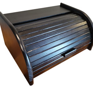 Big black bread box, bread bin made from real beech wood, decorative wooden kitchen storage, farmhouse, retro, rustic furniture, home gift