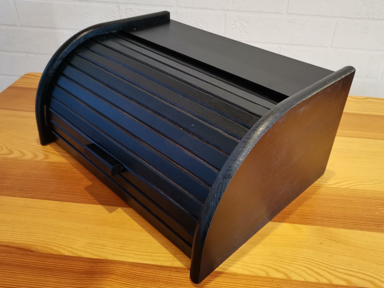 Big black bread box bread bin made from real beech wood Etsy