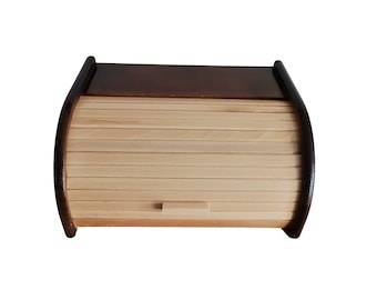 Simply bread box made from natural wood, modern brown bread bin, big food container, farmhouse furniture, kitchen storage, bakery storage